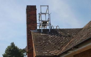 Staging against a chimney stack